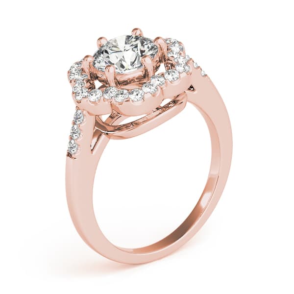 Halo Round Engagement Ring, style 83578, Angle view in rose gold