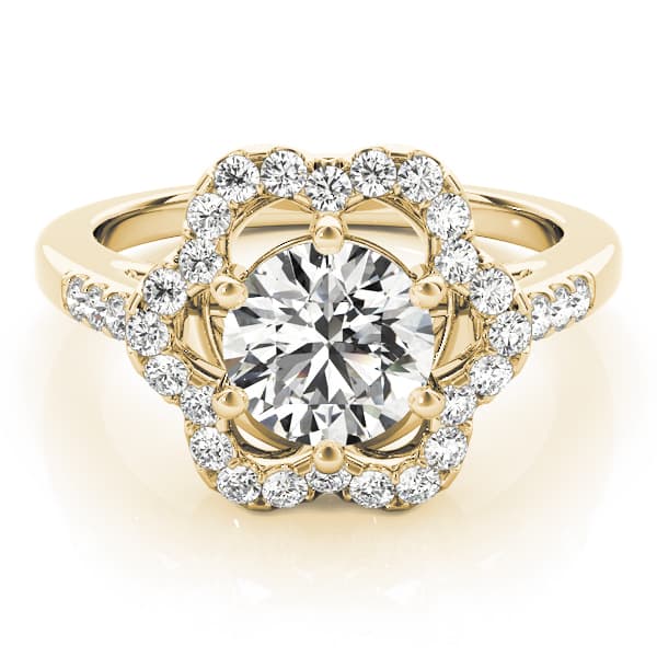 Halo Round Engagement Ring, style 83578, On hand view in yellow gold