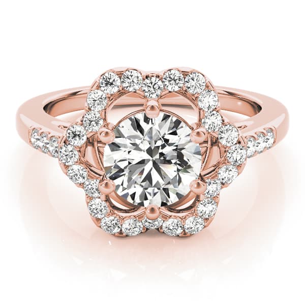 Halo Round Engagement Ring, style 83578, On hand view in rose gold