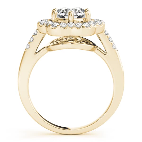 Halo Round Engagement Ring, style 83578, Side view in yellow gold