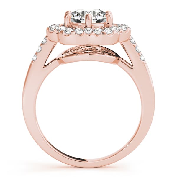 Halo Round Engagement Ring, style 83578, Side view in rose gold