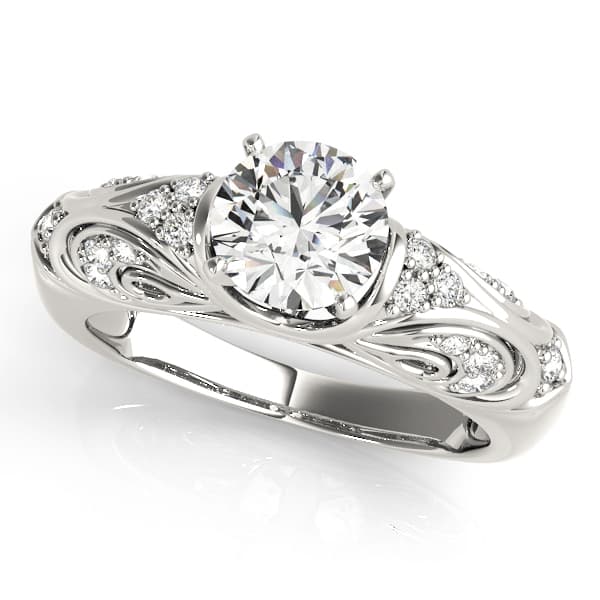Antique Style Filigree Solitaire Engagement Rings — style 83584 in 10k White Gold