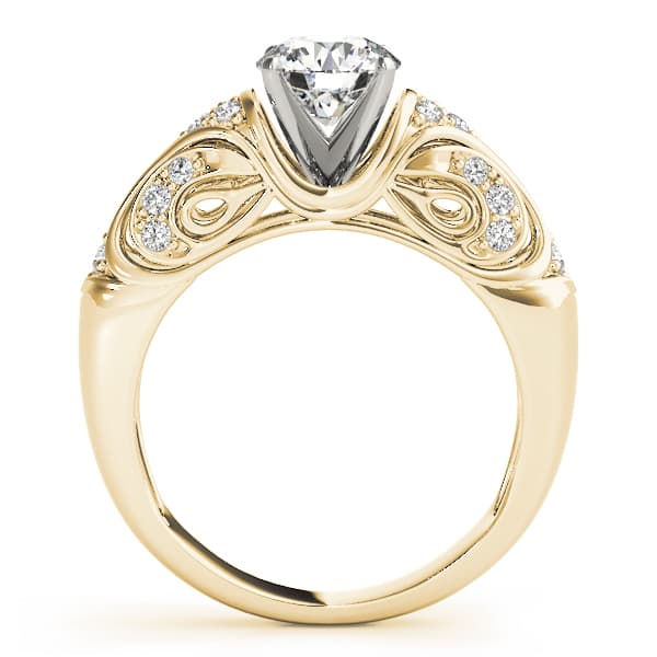 Antique Style Filigree Solitaire Engagement Ring, style 83584, Side view in yellow gold