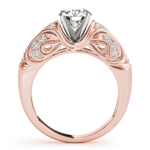 Antique Style Filigree Solitaire Engagement Ring, style 83584, Side view in rose gold