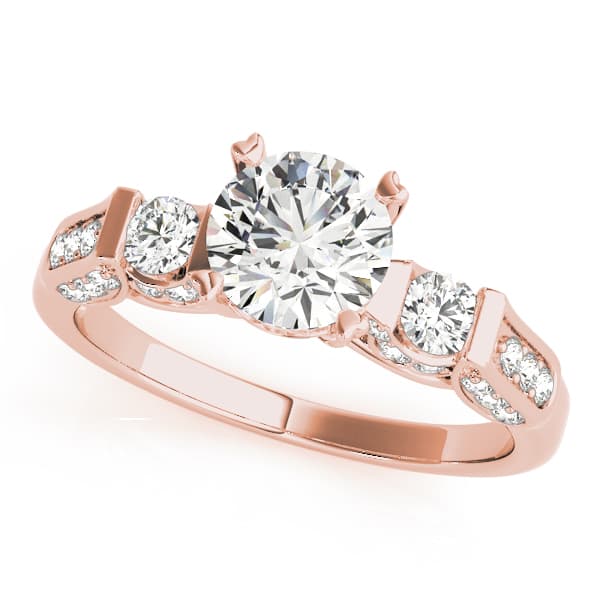 3 Stone Round Engagement Ring, style 83585, Front view in rose gold