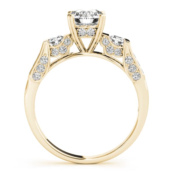 3 Stone Round Engagement Ring, style 83585, Side view in yellow gold