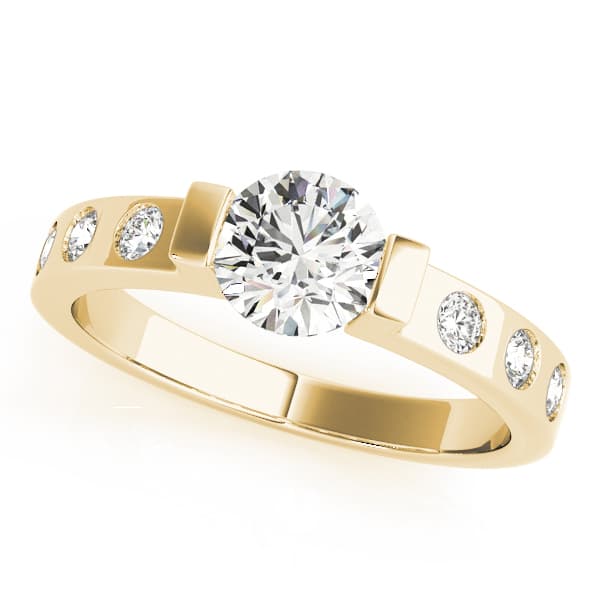 Single Row Prong Engagement Ring, style 83592, Front view in yellow gold