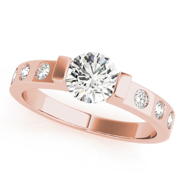 Single Row Prong Engagement Ring, style 83592, Front view in rose gold
