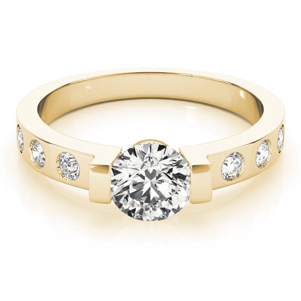 Single Row Prong Engagement Ring, style 83592, On hand view in yellow gold