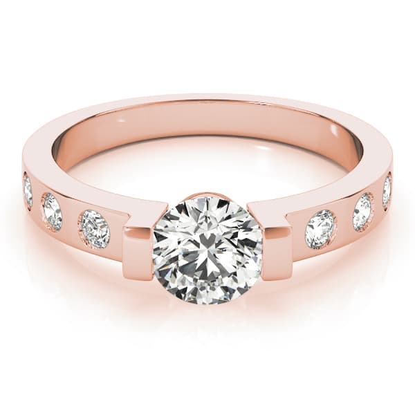 Single Row Prong Engagement Ring, style 83592, On hand view in rose gold