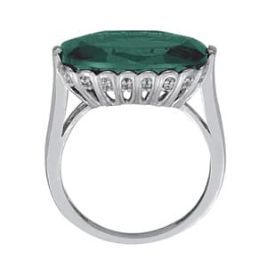 Oval Gemstone Ring (0.08 ct. tw.), Side view in white gold or platinum