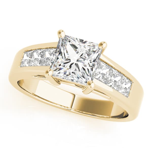 Fancy Shape Princ Engagement Ring, style 83606, Front view in yellow gold