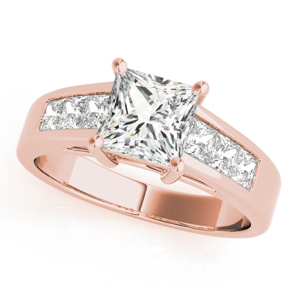 Fancy Shape Princ Engagement Ring, style 83606, Front view in rose gold