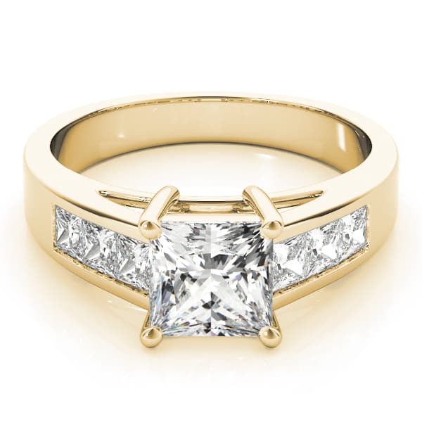 Fancy Shape Princ Engagement Ring, style 83606, On hand view in yellow gold