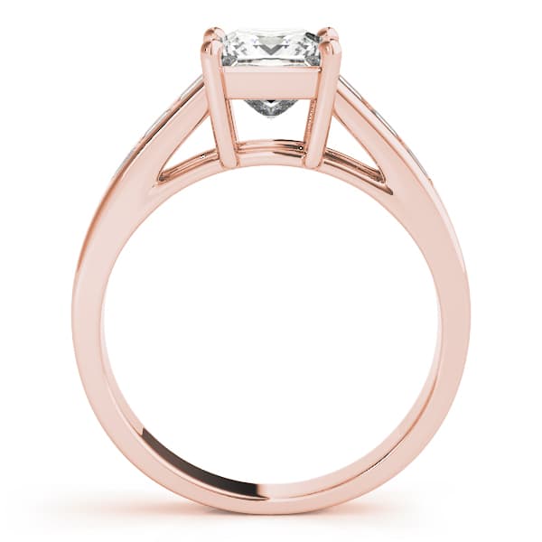 Fancy Shape Princ Engagement Ring, style 83606, Side view in rose gold
