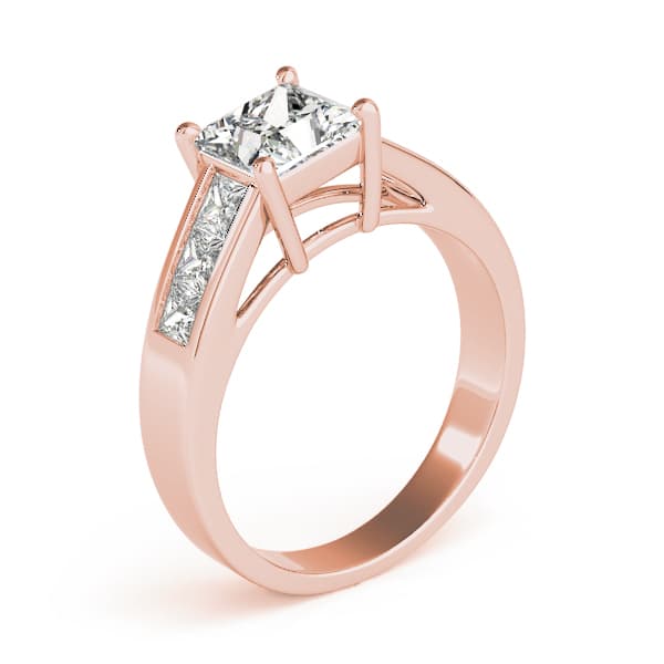 Fancy Shape Princ Engagement Ring, style 83606, Top view in rose gold