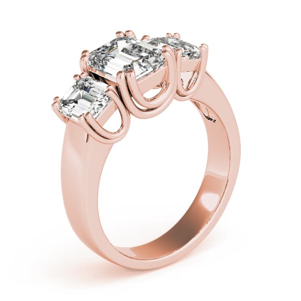 3-Stone Double Prong Emerald Cut Engagement Ring, style 83610, Top view in rose gold
