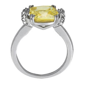 Princess & Cushion Gemstone Ring (1/8 ct. tw.), Side view in white gold or platinum