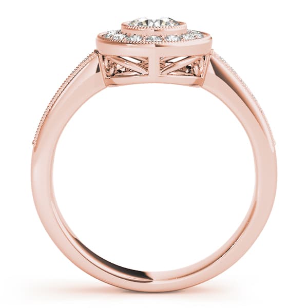 Vintage Style Milgrain Halo Engagement Ring, style 83616, Side view in rose gold