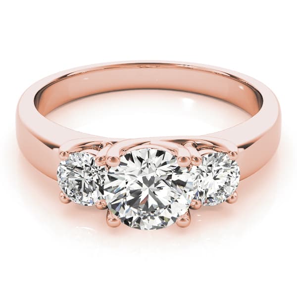 3-Stone Trellis Engagement Ring, style 83617, On hand view in rose gold