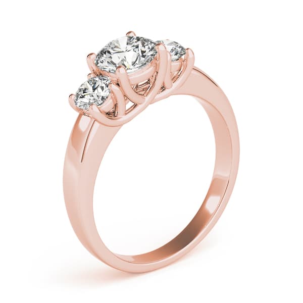 3-Stone Trellis Engagement Ring, style 83617, Top view in rose gold