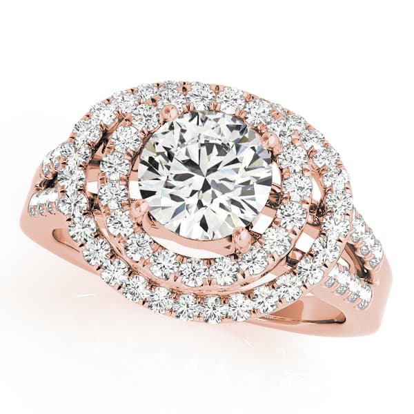 Halo Round Engagement Ring, style 83626, Front view in rose gold