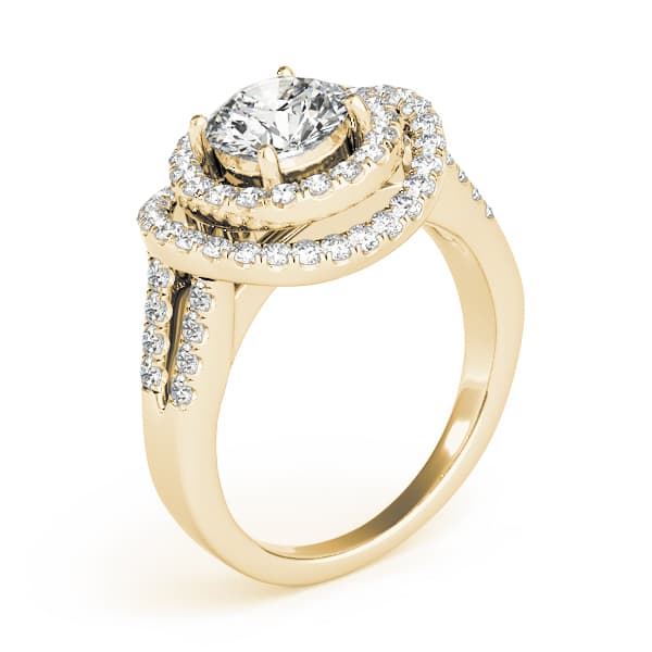 Halo Round Engagement Ring, style 83626, Angle view in yellow gold