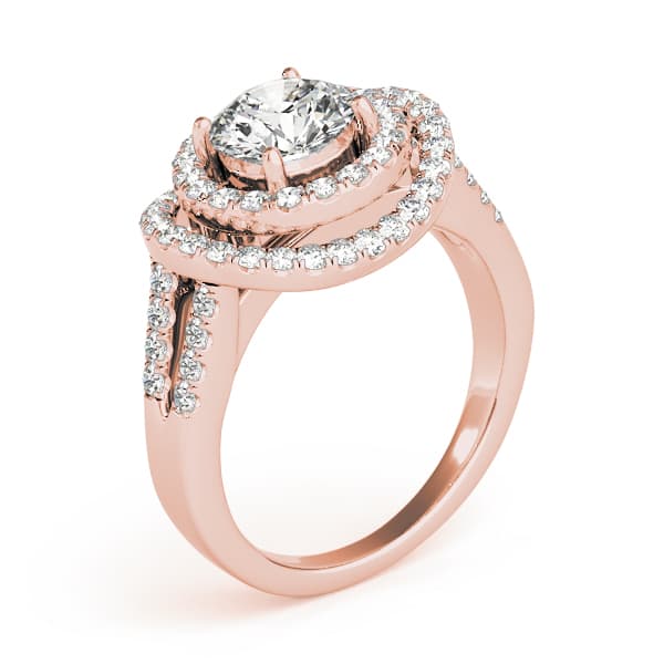 Halo Round Engagement Ring, style 83626, Angle view in rose gold