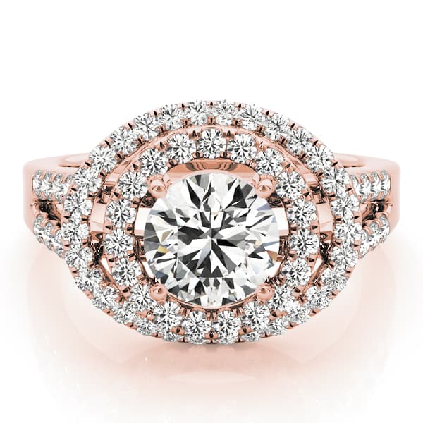 Halo Round Engagement Ring, style 83626, On hand view in rose gold