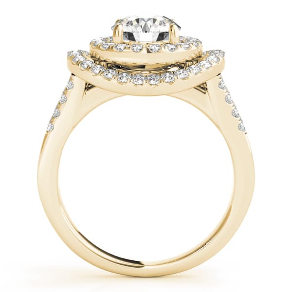 Halo Round Engagement Ring, style 83626, Side view in yellow gold