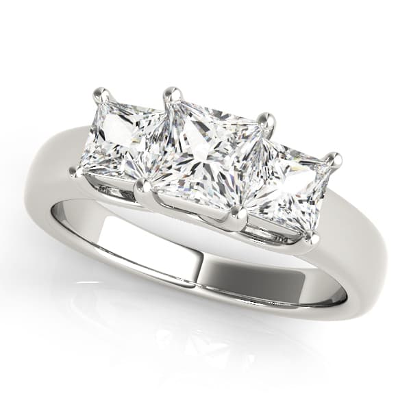 3-Stone Princess Cut Trellis Engagement Ring — style 83628 in 10k White Gold