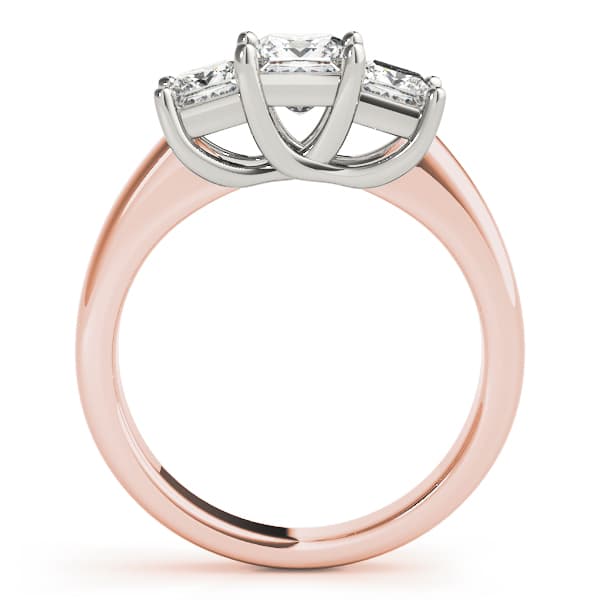 3-Stone Princess Cut Trellis Engagement Ring, style 83628, Side view in rose gold