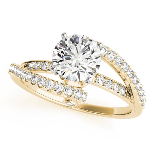 Bypass Split Shank Engagement Ring, style 83629, Front view in yellow gold