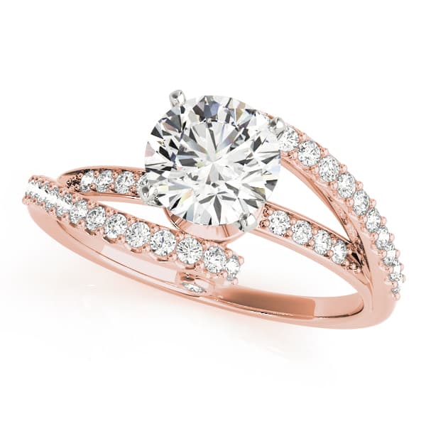 Bypass Split Shank Engagement Ring, style 83629, Front view in rose gold