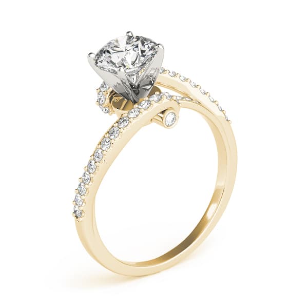 Bypass Split Shank Engagement Ring, style 83629, Top view in yellow gold