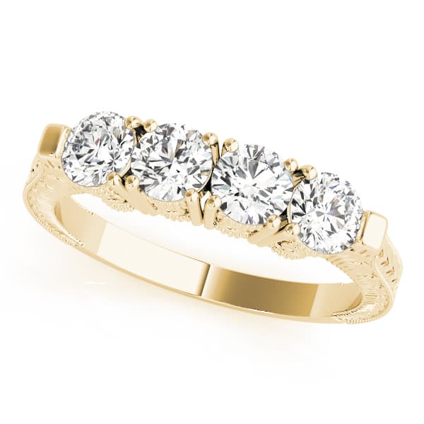 Prong Set Wedding Band (0.72 ct. tw.), Front view in yellow gold