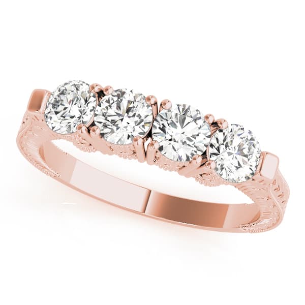 Prong Set Wedding Band (0.72 ct. tw.), Front view in rose gold