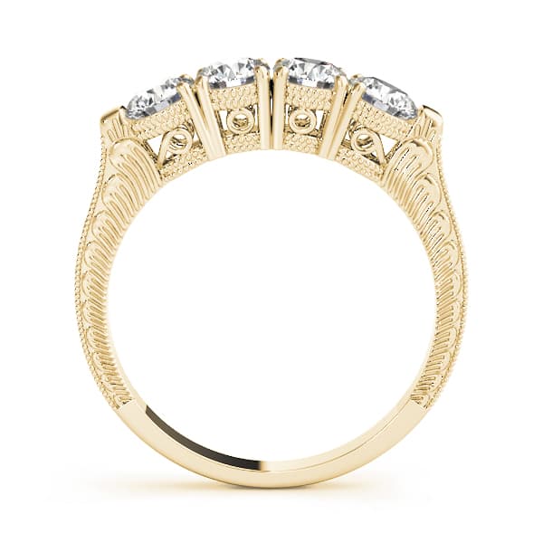 Prong Set Wedding Band (0.72 ct. tw.), Side view in yellow gold