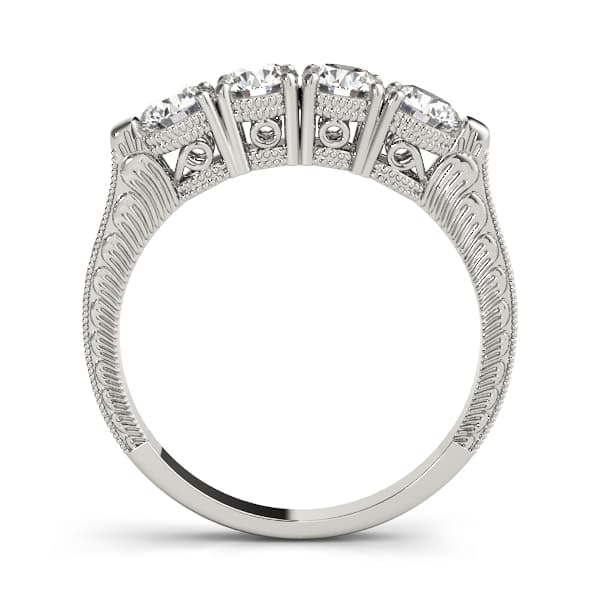 Prong Set Wedding Band (0.72 ct. tw.), Side view in white gold or platinum