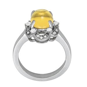 Oval Gemstone Ring (1/3 ct. tw.), Side view in white gold or platinum