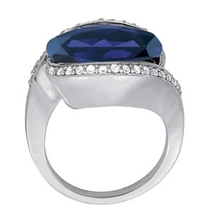 Oval Gemstone Ring (0.3 ct. tw.), Side view in white gold or platinum