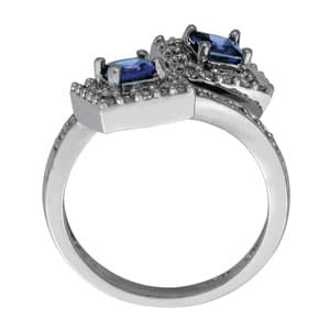 Princess & Cushion Gemstone Ring (1/3 ct. tw.), Side view in white gold or platinum