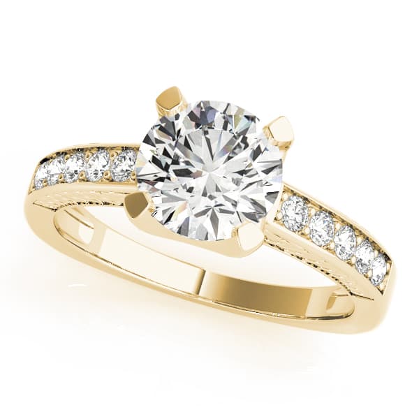 Channel Set Single Row Engagement Ring, style 83646, Front view in yellow gold