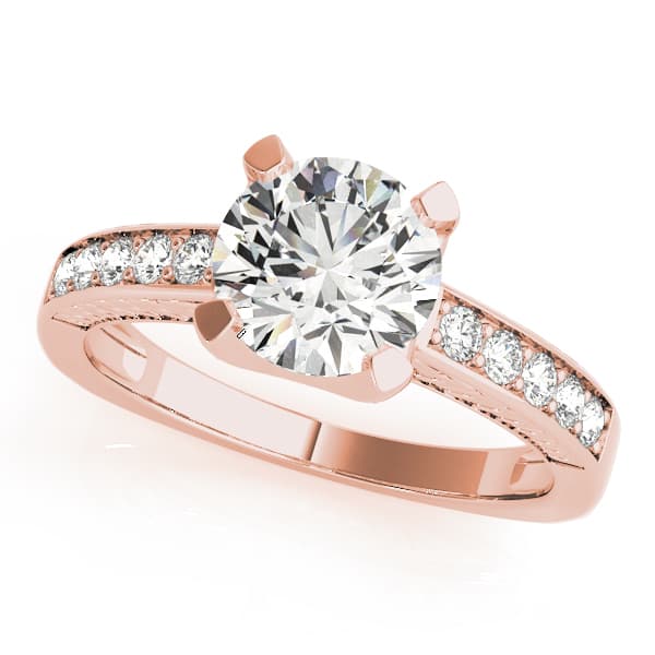 Channel Set Single Row Engagement Ring, style 83646, Front view in rose gold