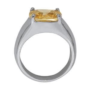 Princess & Cushion Gemstone Ring, Side view in white gold or platinum