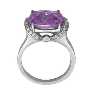 Princess & Cushion Gemstone Ring (0.28 ct. tw.), Side view in white gold or platinum