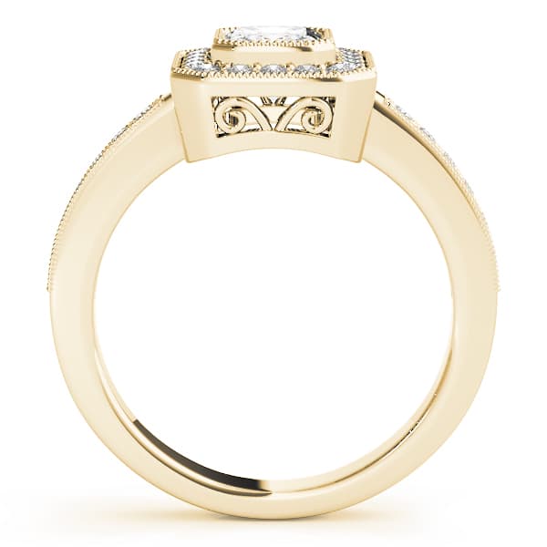 Halo Emerald Engagement Ring, style 83650, Side view in yellow gold