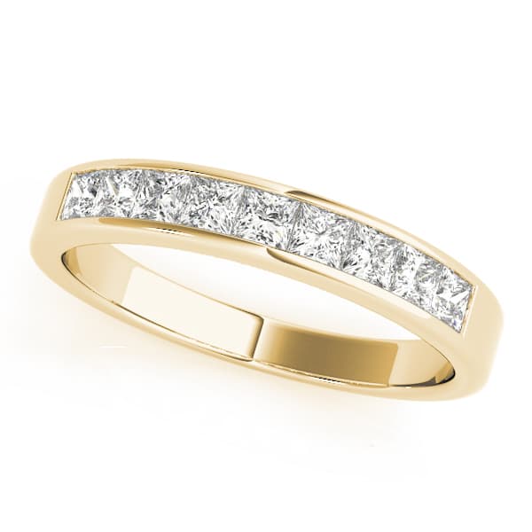 Channel Set Fancy Shape Wedding Rings (2/3 ct. tw.), Front view in yellow gold