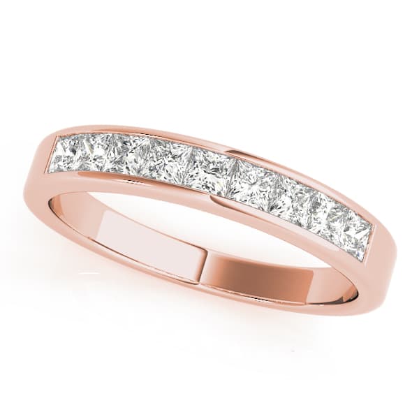 Channel Set Fancy Shape Wedding Rings (1/3 ct. tw.), Front view in rose gold