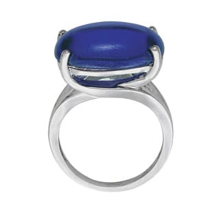 Oval Gemstone Ring, Side view in white gold or platinum